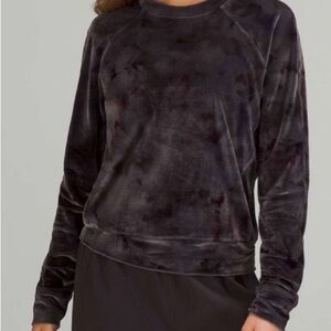 1056 Lululemon Velour Warm Down Crew in the Interstellar Dark Grey Multi